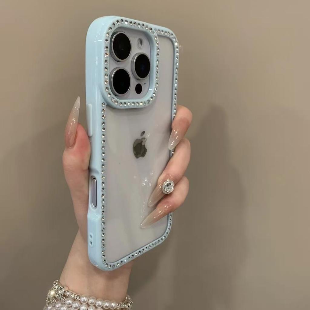 Bling Rhinestone Diamond Transparent Case For iPhone 17 16 15 14 13 12 11 ProMax Shockproof Protection Bumper Hard Acrylic Cover