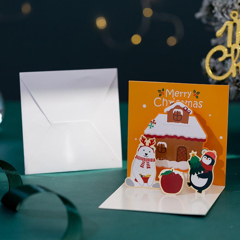 Zarflı Noel El Yazısı 3D Teşekkür & Tebrik Kartı Seti