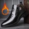 Winter Men's Boots Luxury Men's High Quality Leather Fur Watm Men's Boots Zip Male Leather Shoes New Embossing Handmade Footwear