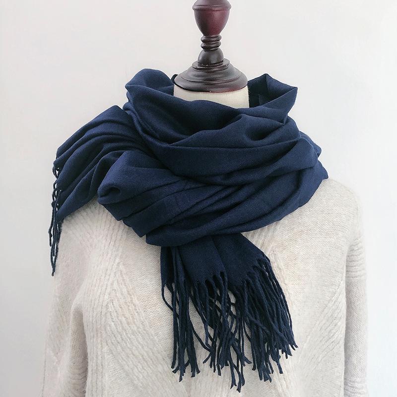 Solid Color Scarf for Women in Winter Korean Style Versatile Student Autumn and Winter Thickened Long Imitation Cashmere Red Men's Scarf Trendy