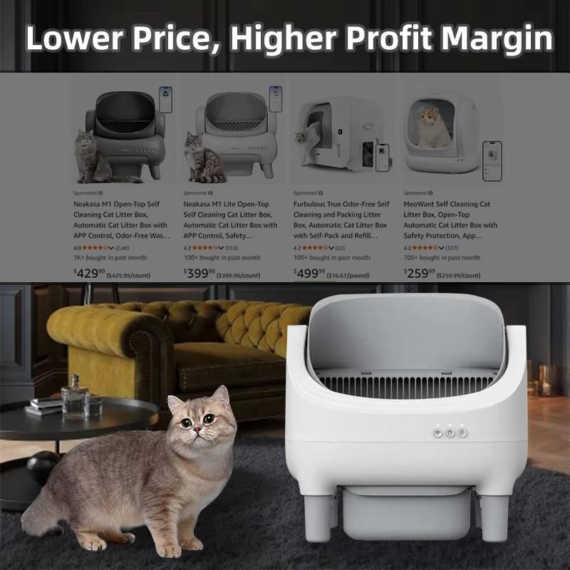 EU Stock Free Shipping Ready to Order Eco-Friendly Smart App Control Open-top Automatic 12kg Cat Litter Box