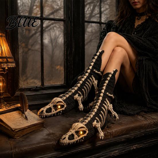 Soft Relaxing Socks for Daily Wear 1 Pair Winter Warm Knitted Women Cute 3D Cat/Pumpkin/Ghost/Dragon Design Halloween Party Decor Crew Sock,