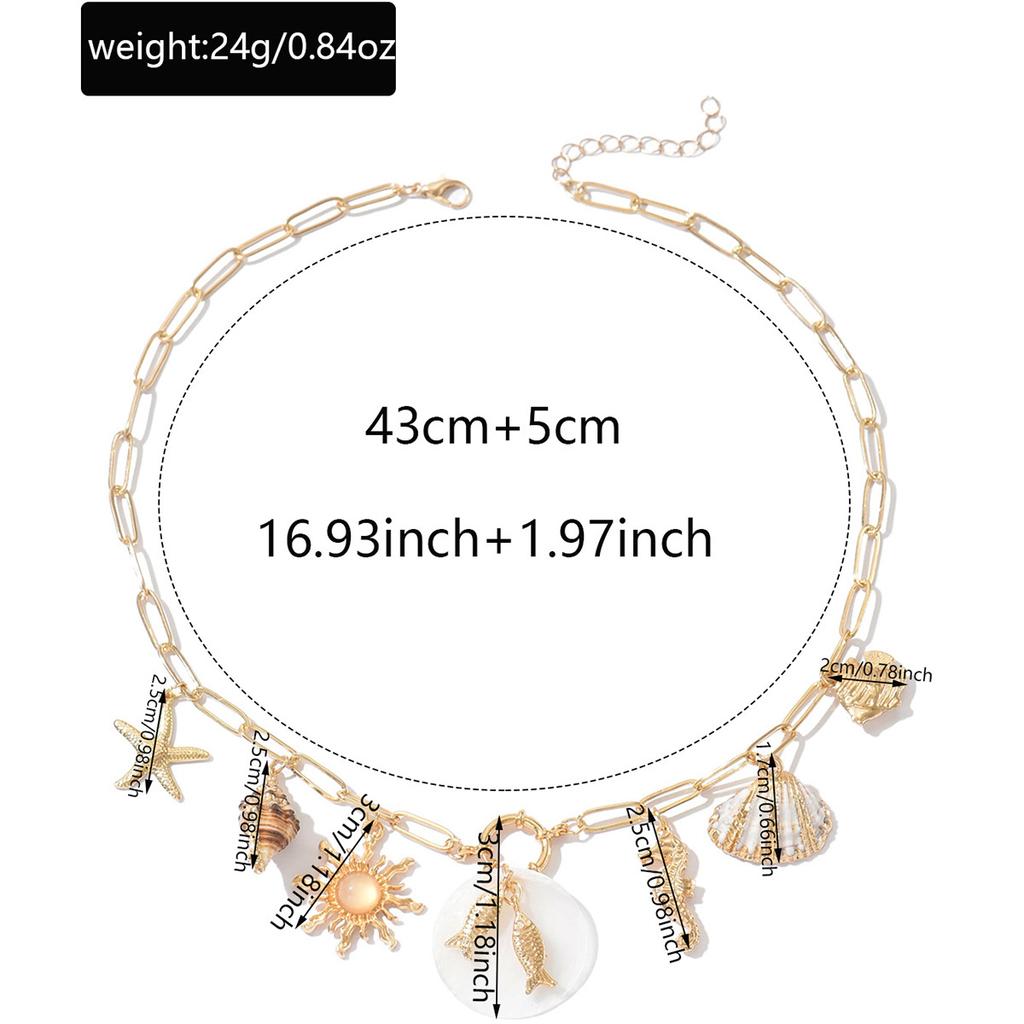 Shell Necklace European and American Jewelry Summer Beach Conch Starfish Ocean Necklace Adjustable Clavicle Chain