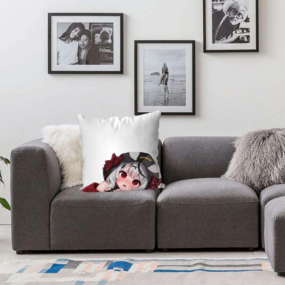 1PC Anime Girl Hololive Sakamata Chloe Game Pillow Case Sofa Decorative Home Double-sided Printing Short Plush Cushion Cover