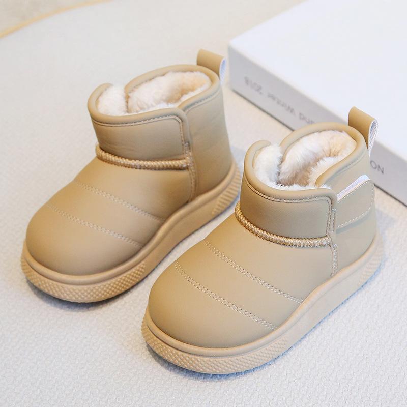Children's snow boots, winter boys' short boots with thick fleece, girls' cotton boots, warm baby cotton shoes
