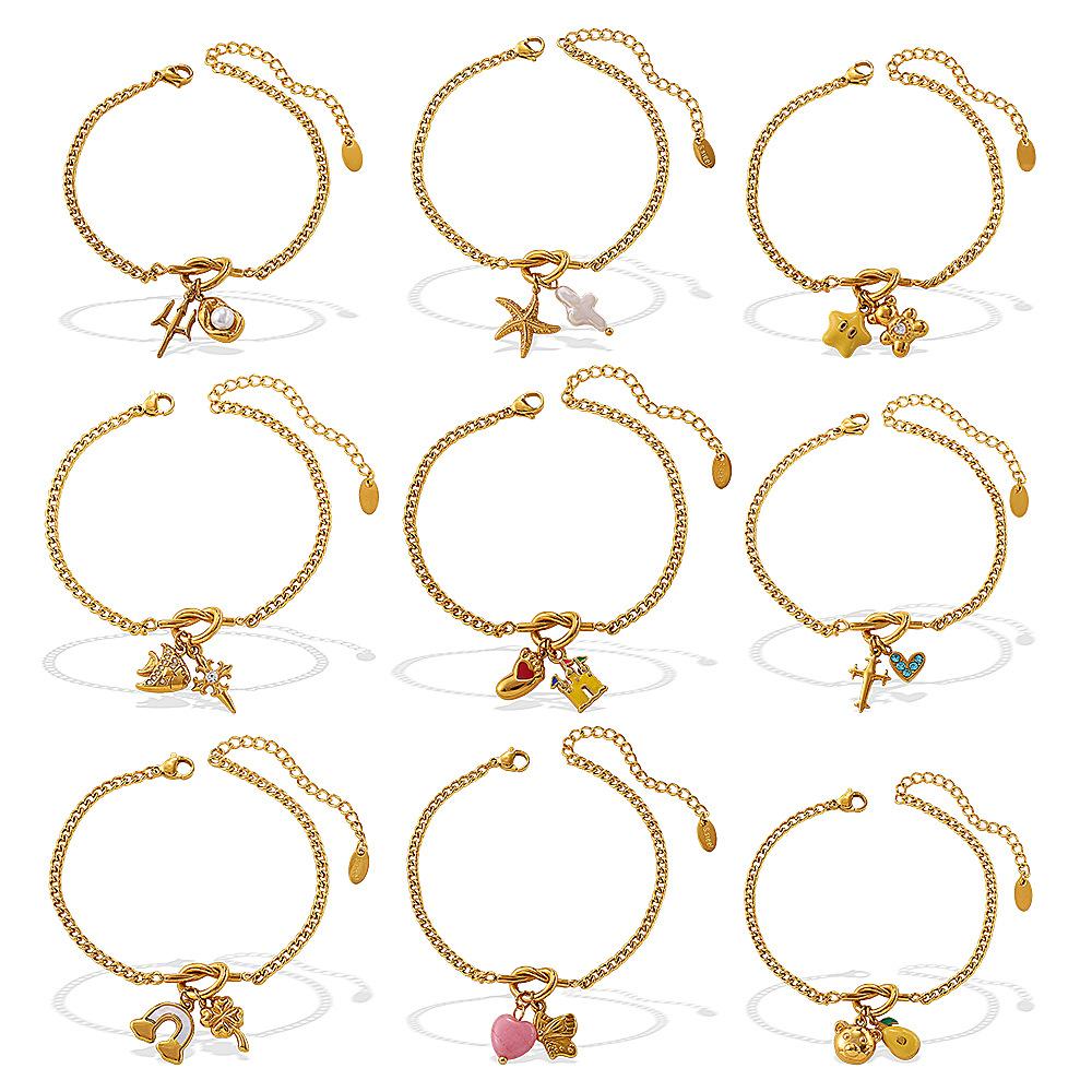 Diy Oil Drop Pendant Bracelet Women'S Stainless Steel Gold-Plated Simple Fashion Trend Jewelry