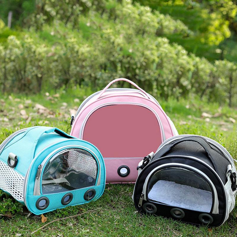Small Animal Travel Carrier Bag with Harness Leash Set for reptile Portable Clear Window Hamster Transport Cage Outdoor Used