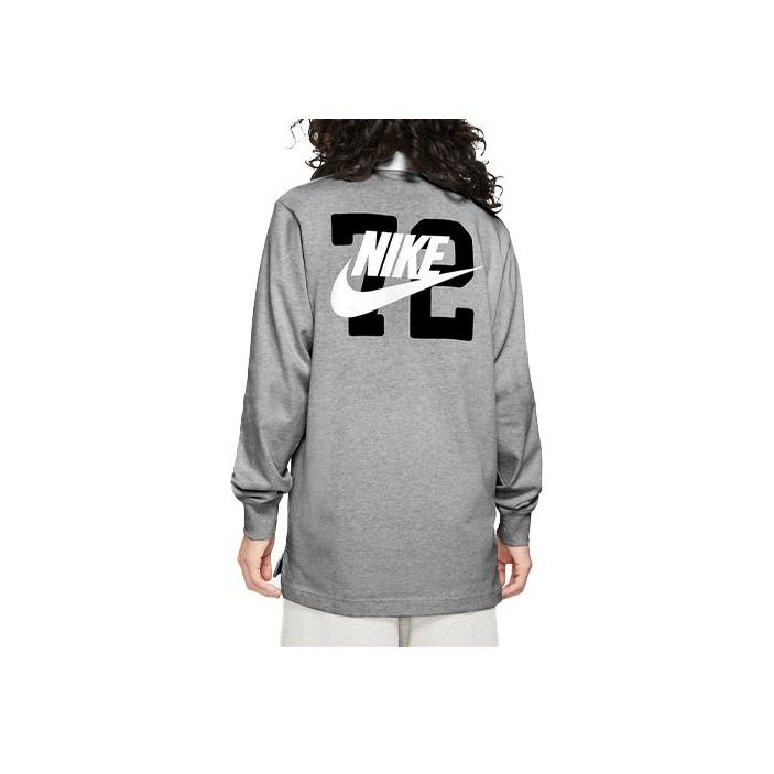 Nike Contrast Logo Long Sleeve Polo Shirt Men Tops Grey DD6180-050