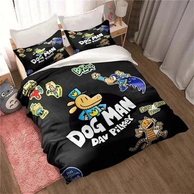 3D Çizgi Film Köpek Adam Nevresim Yastık Kılıfı Yatak Takımı Dav Pilkey Yetişkin Erkek Çocuk Kız Yatak Odası Dekorasyonu Tek Çift Boy
