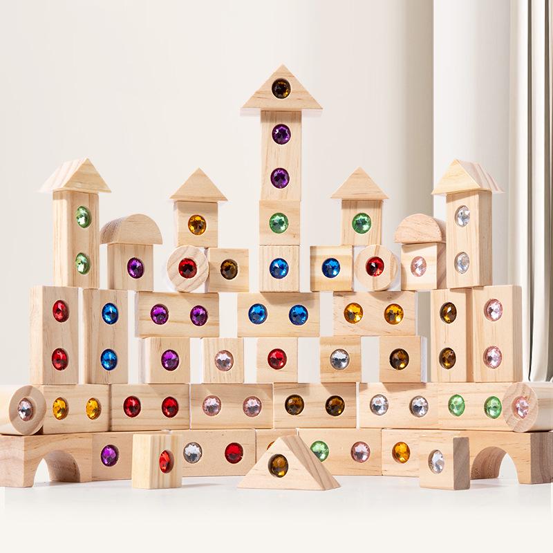 

Colorful Acrylic & Wooden Gem Blocks: Children s Sensory Puzzle & Construction Toy