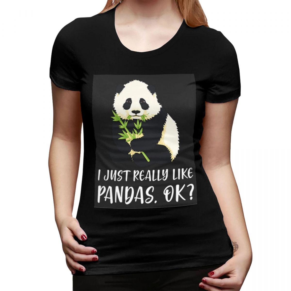 

I Just Really Like Pandas OK TShirt for Women Round Neck Streetwear T Shirts Womens Short Sleeve Summer Clothes Tops 4XL