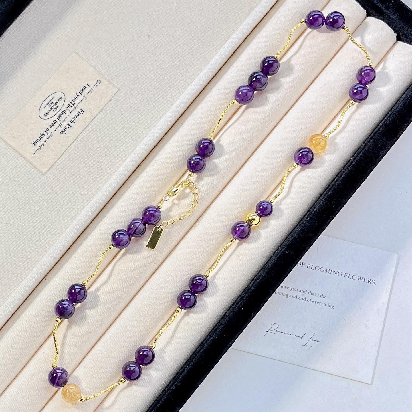 High Quality Natural Amethyst Citrine Design Necklace Clavicle Chain