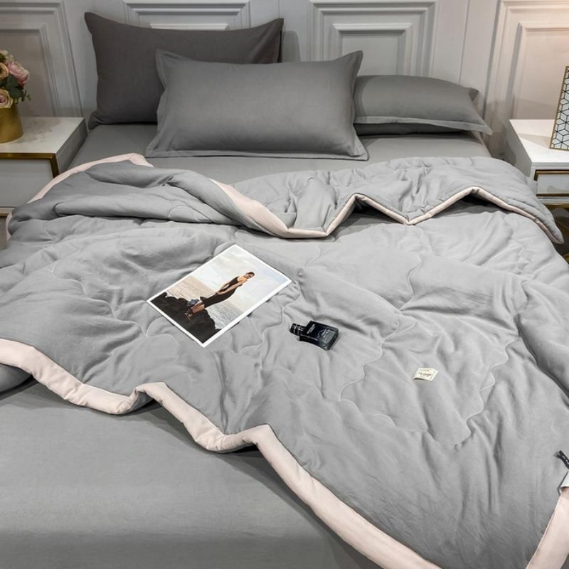 new summer washed cotton summer quilt machine washable summer cool quilt solid color skin-friendly air conditioner quilt