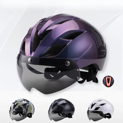 Novo Capacete de Bicicleta com Luzes de Carregamento, Óculos de Proteção, Capacete de Ciclismo, Capacete de Mountain Bike, Capacete de Segurança para Bicicleta de Estrada