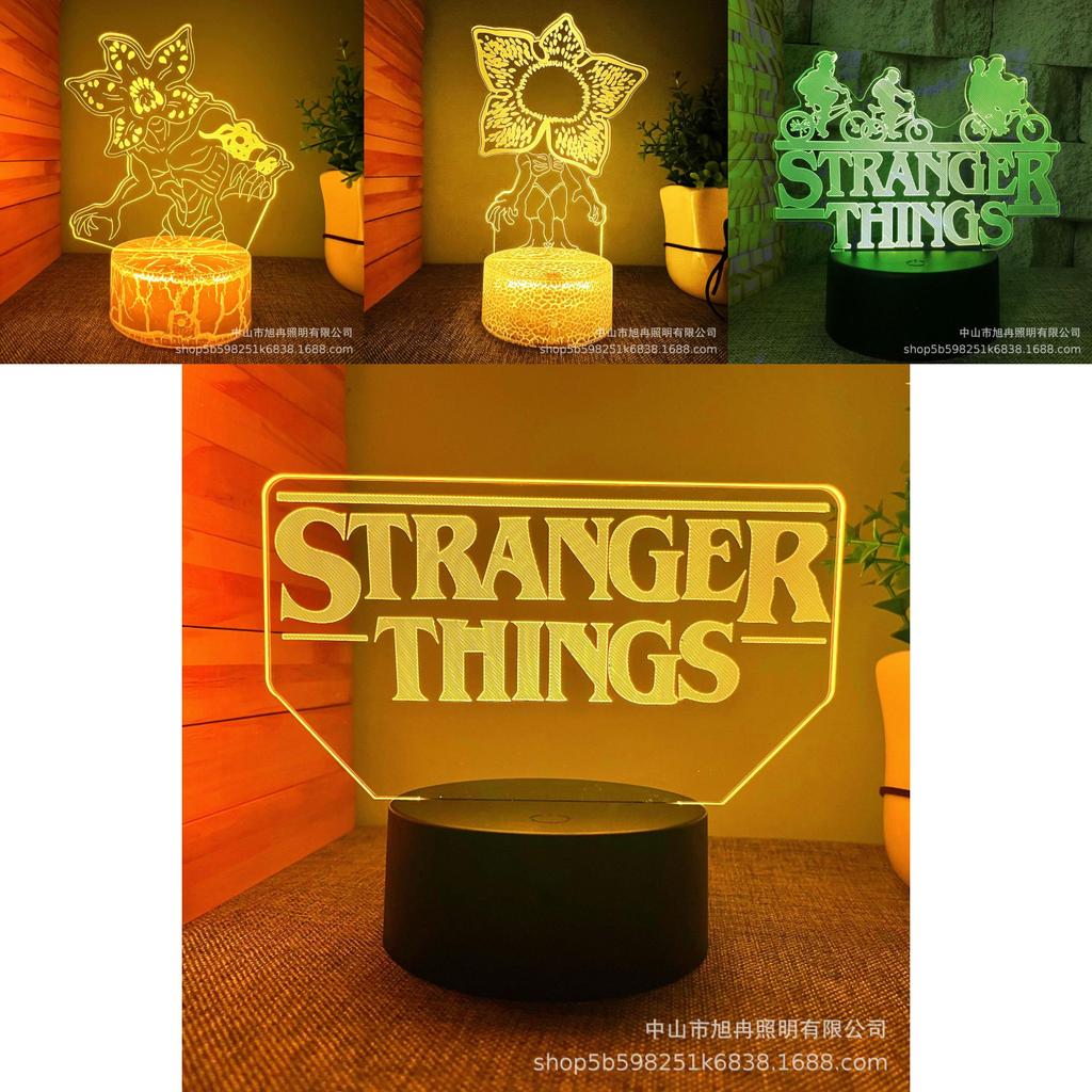 Stranger Things 3d Led Night Light With 16 Color Remote For Kids Bedroom Decor