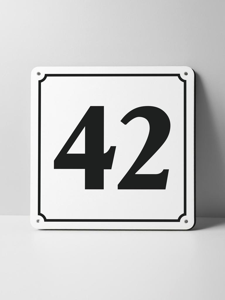 Metal Sign Black House Number On White Background Outdoor Wall Art Decor