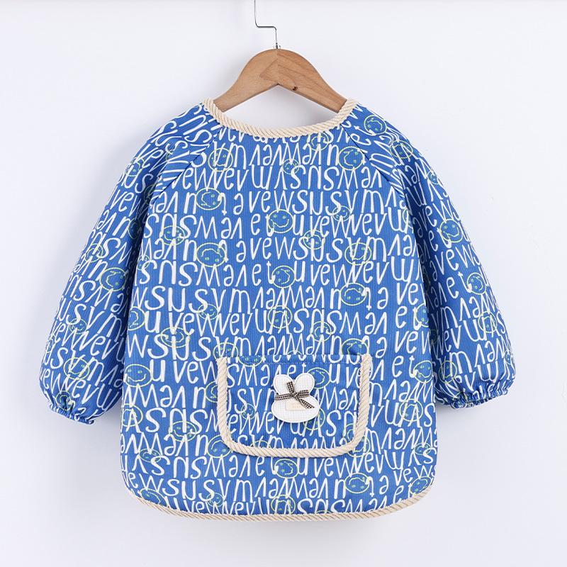 Reversible Thickened Baby Warm Smock for Autumn and Winter - Long Sleeve Anti-dirty Apron for Kids