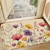 1PC Wildflowers Pattern Door Mats Kitchen Rugs Non-Slip Pop Design Bathroom Rugs Bath Mat Carpet for Home Sink Laundry Decor