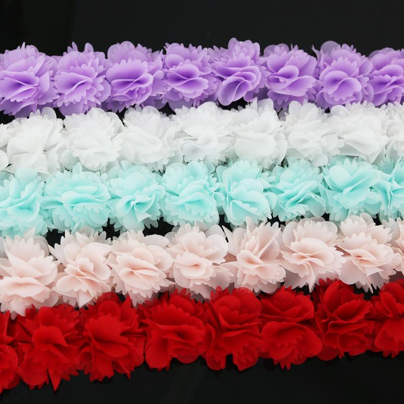 (1 meter) Chiffon lace fabric Webbing Decoration flower gift ribbons crafts Non-woven fabrics base laces