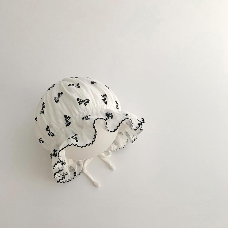 Summer Newborn Baby Hat Cute Bear Rabbit Flower Print Beanie Cap for Baby Girl Soft Cotton Lace-up Infant Princess Caps Bonnet