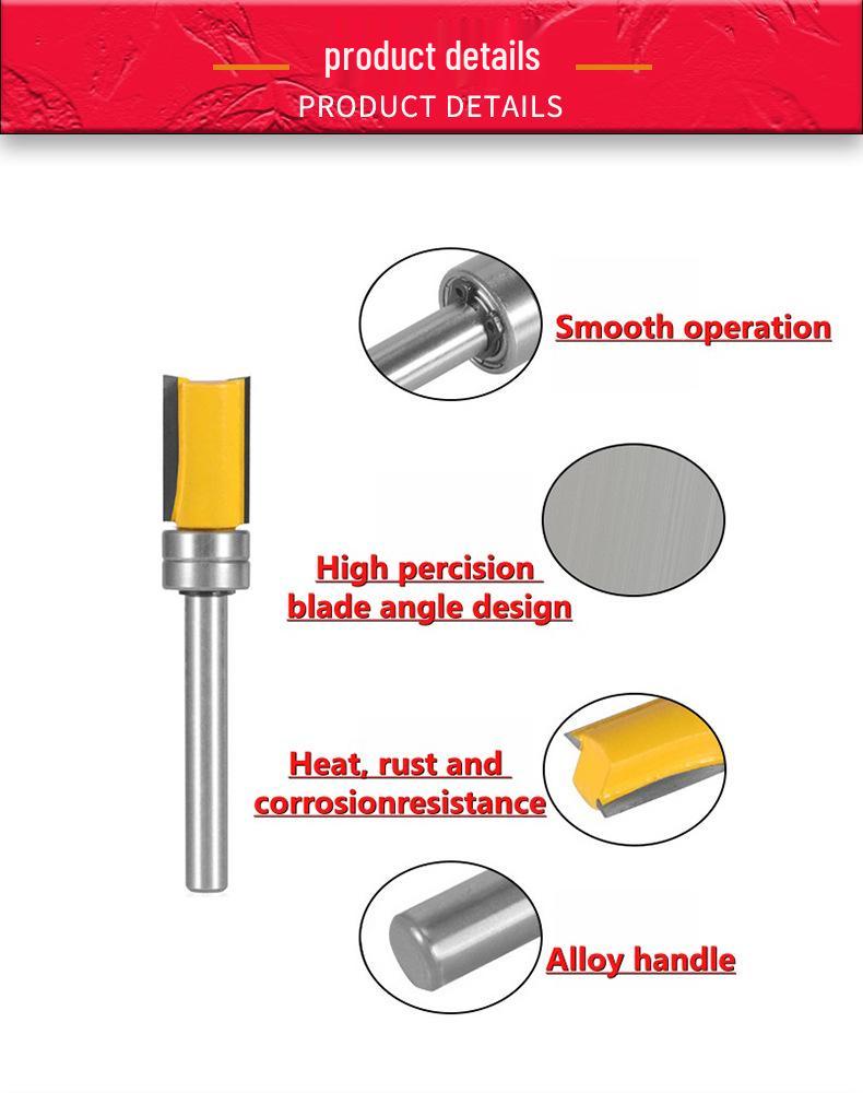 6-Pattern Guide Trim Router Bit with Bearing for Woodworking
