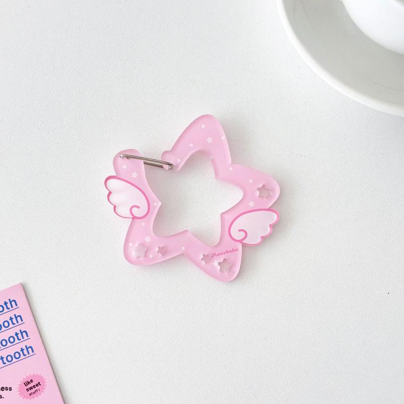 Cute Ins Style Wings Star Carabiner Diy Keychain Bag Charm Backpack Pendant Handbook Acrylic Package Hanging Keychain Decoration