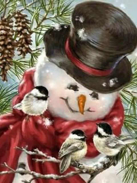 New Diamont Embroidery Snowman Scenery Diamond Painting Animal Bird Full Square Round Christmas Mosaic Diy Snowflake Home Decor