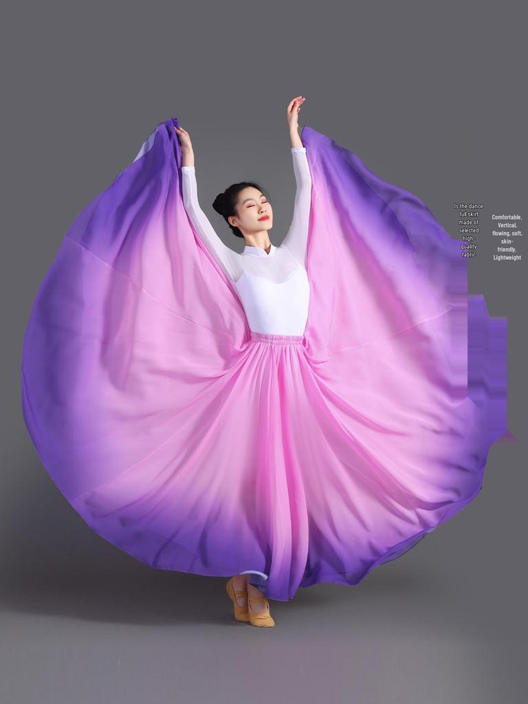 Xinjiang Meisjes Moderne Dans Chiffon Rok - 720 Graden Draai Oefen Kostuum
