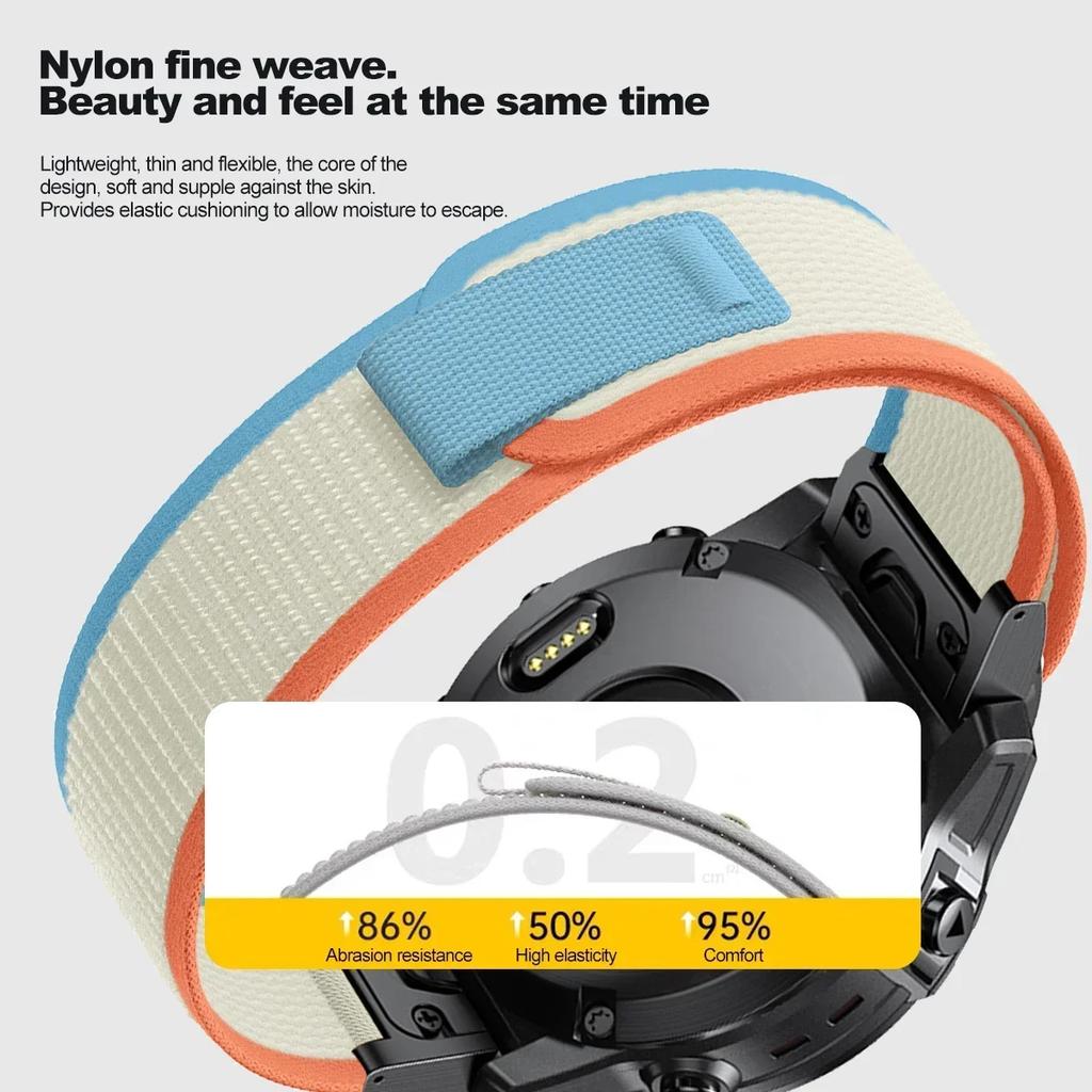 22mm 26mm Nylon Loop Strap for Garmin Fenix 8 51mm 7X 7 Pro Fenix 6X 6 5X 5Plus Tactix 7 High Smartwatch Band Forerunner 965 945