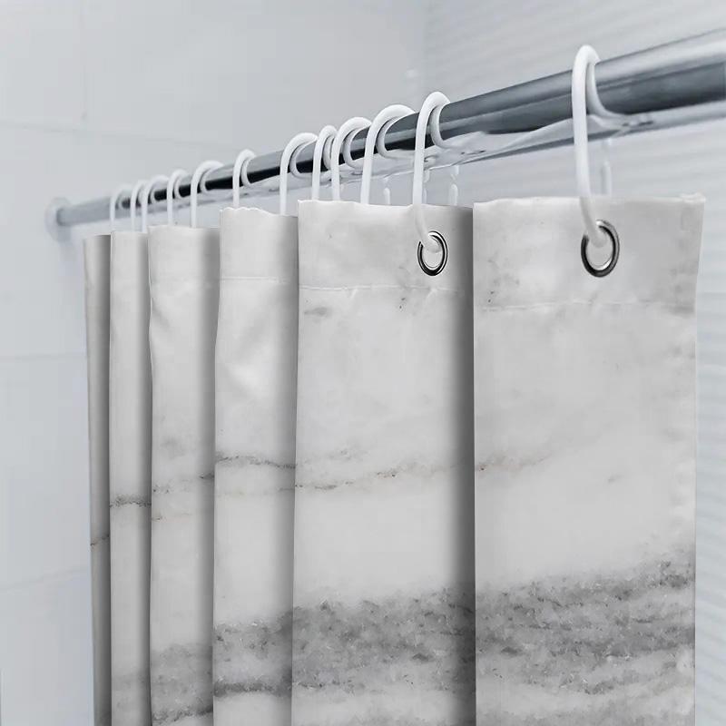 Modern Marble Print Shower Curtain Neutral Color For Bathroom Decor