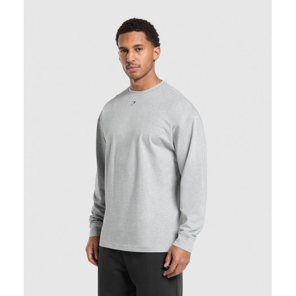Gymshark EsT 2012 Long Sleeve T shirT lighT Grey Core Marl A2b8q Gbcn