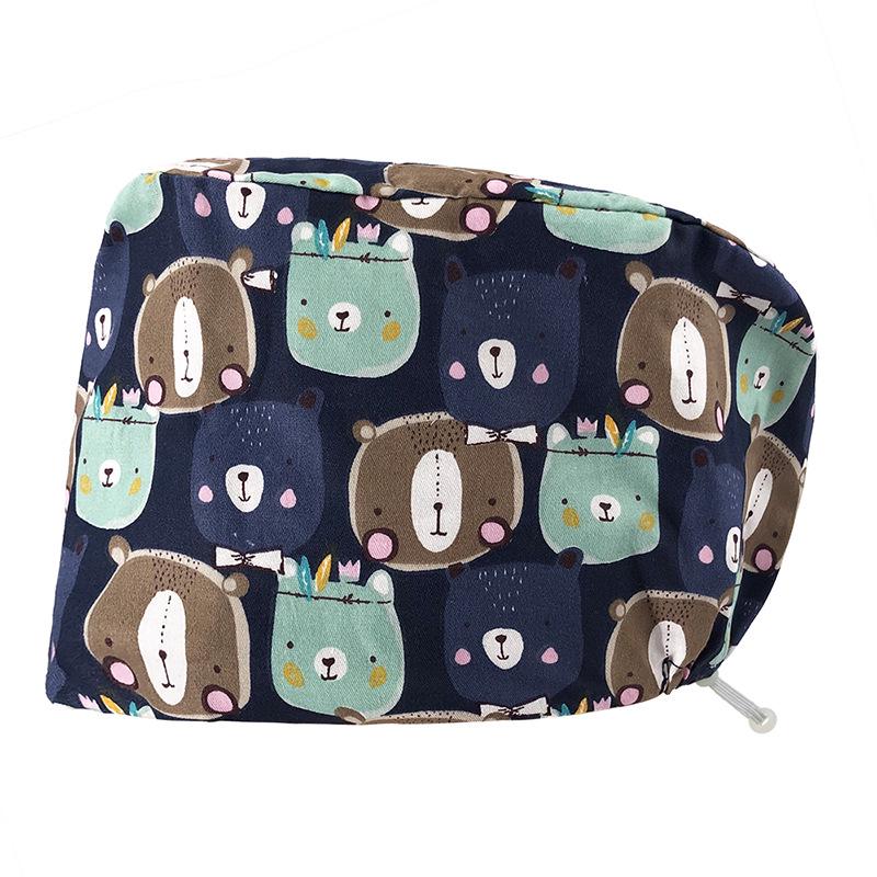 Floral Snap-Button Surgical Cap for Nurses and Doctors