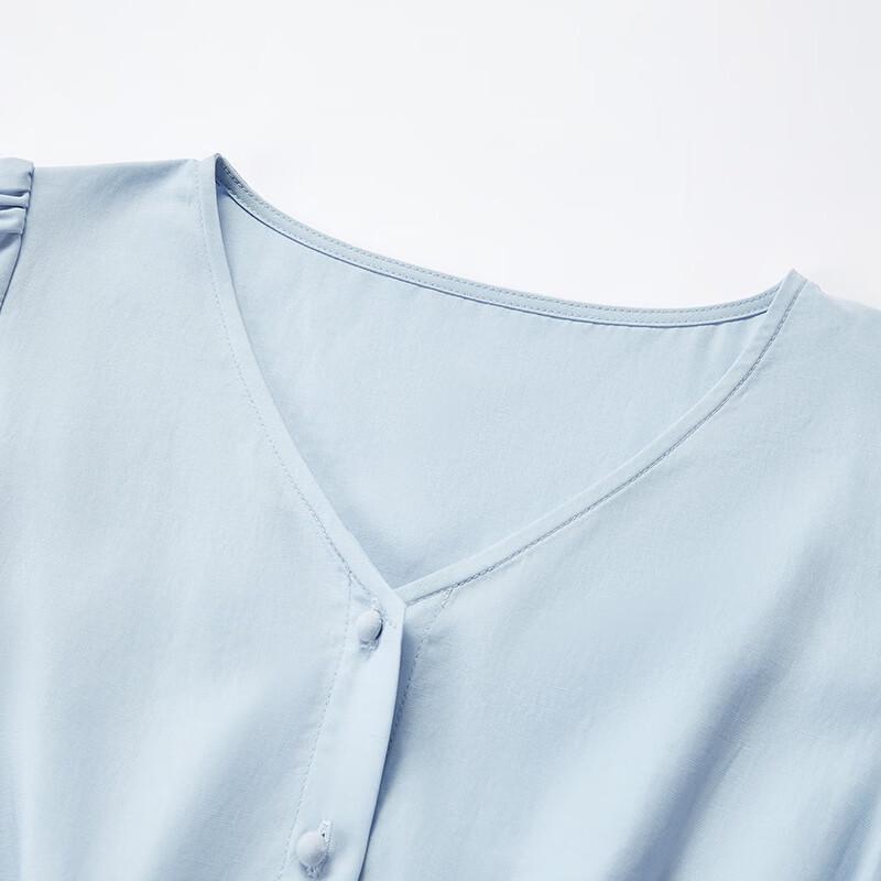 Women's Linen Blend V-neck Slim Fit Blouse