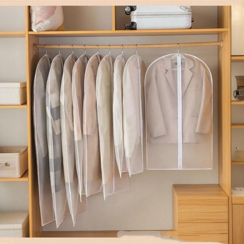 4Pcs Transparent Hanging Clothes Dust Cover Zippered Garment Bags Suit Coat Dress Waterproof Dustproof Wardrobe Storage