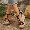 Women's Wedge Sandals, Bohemian Beaded Platform Summer Shoes, Plus Size Fashion Footwear