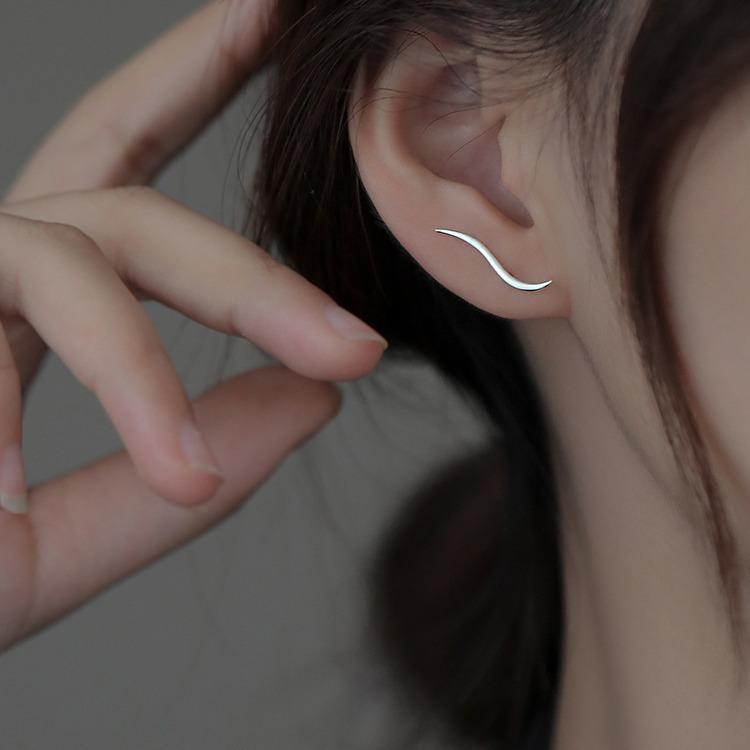 

Silver Needle Stud Earrings for Women - Trendy Summer 2022 Design серебряный
