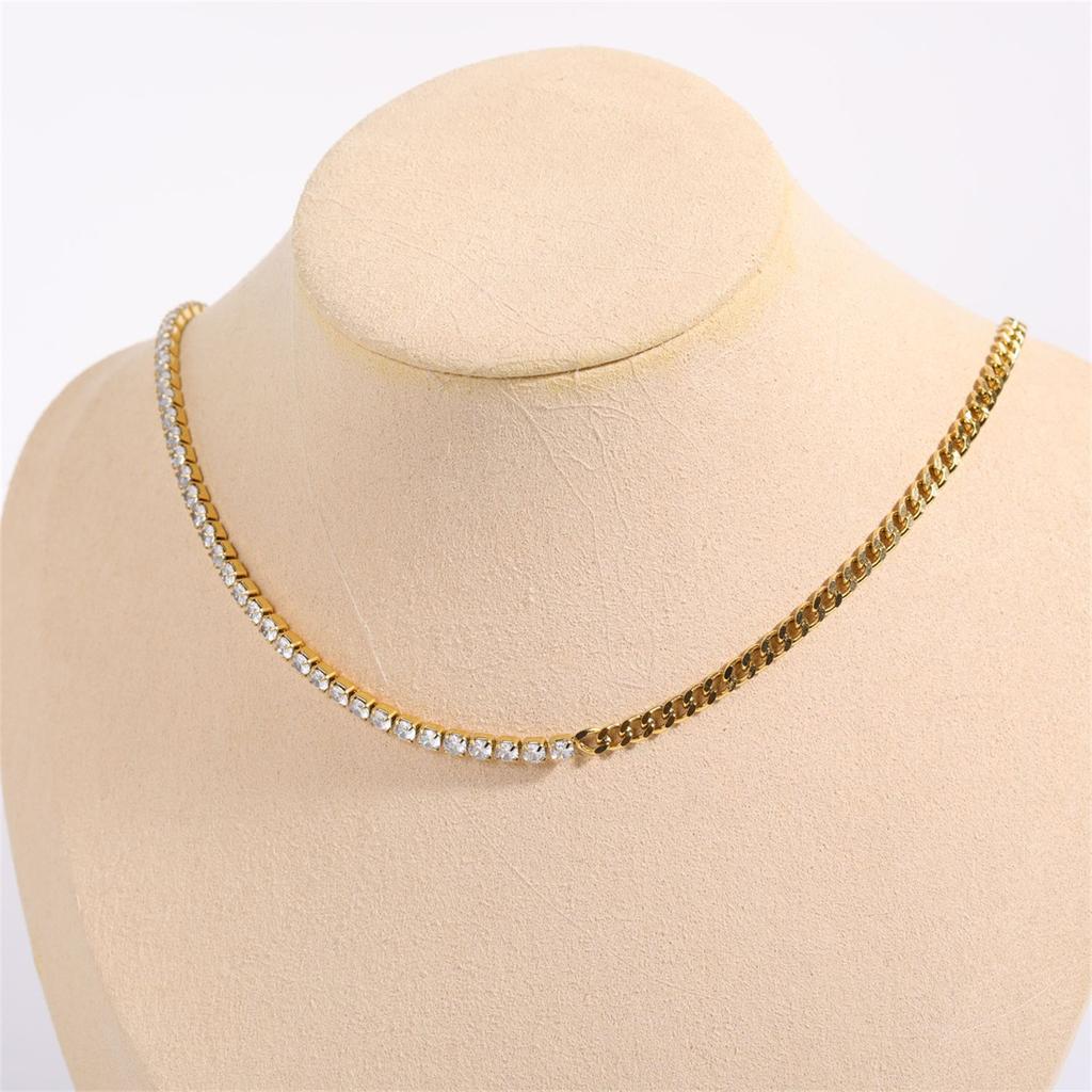 Splicing Titanium Steel Tennis Chains with Multi-layer Stacking and Matching Jewelry Plated with Real Gold