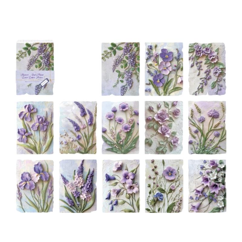 23Sheets Retro Scrapbooking Paper Embossed Flower Leaf Paper for Scrapbooking Photo Album Journal Notebook