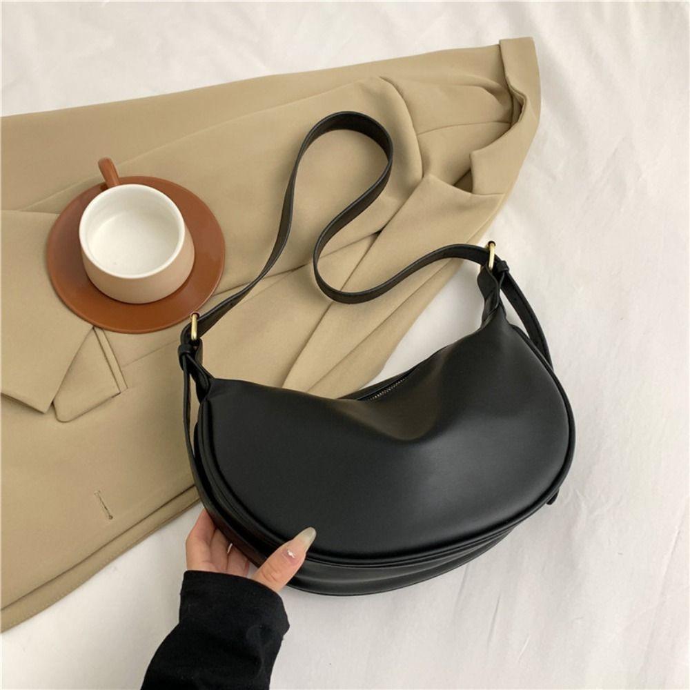 Adjustable Strap Vintage Crossbody Bags Zipper Underarm Dumpling Bag PU Leather Shoulder Bag  party