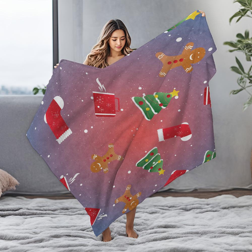 Soft Throw Blanket Cozy Sherpa Fleece Warm Decorative Home Living Room Bedding Gift Holiday Christmas Pattern
