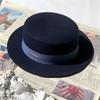 Hat Women's Autumn and Winter Flat Top Hat Wool Felt Hat British Retro French Elegant Fashion Versatile Warm Hat
