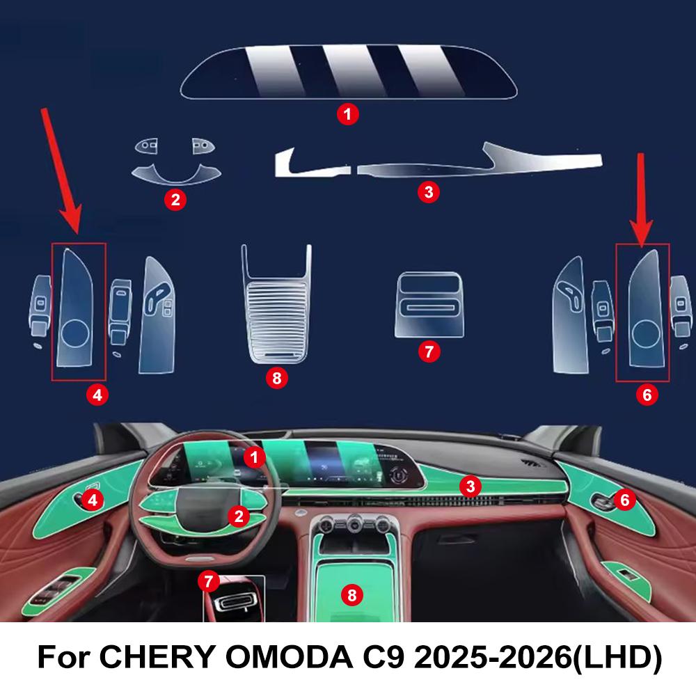 

Pre Cutting Transparent TPU Film for CHERY OMODA C9 2026 2026 Gear Panel GPS Navigation Center Console PPF Interior Accessories
