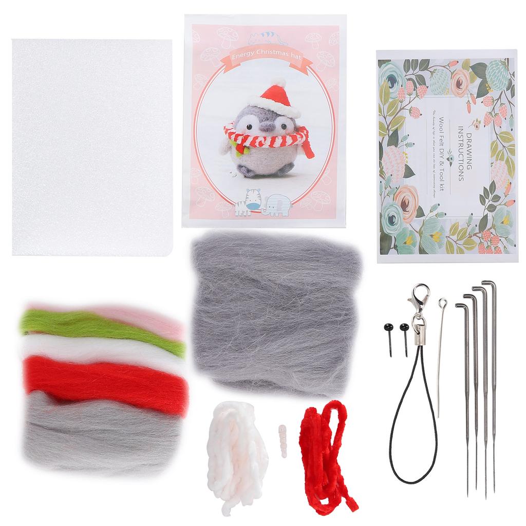 Nadelfilz-Set Wollfilz-Zubehör Niedliche Tier-Plüschpuppe DIY Bastelmaterial 112# Energie Weihnachts-Hut