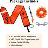 5ft Scuba Diving Surface Marker Buoy (SMB), Safety Sausage with Plastic 98ft Finger Spool Reel and Double Ended Hook Clip + Emergency Whistle for