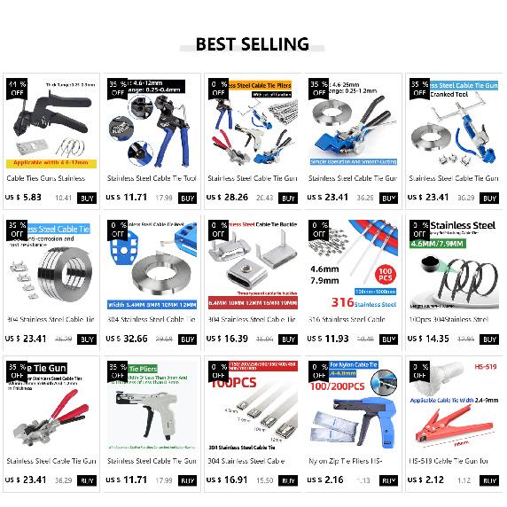 7.9 Width 100-1000mm Stainless Steel Metal Cable Ties 100PCS Wires Self-Lock Zip-Exhaust Multifunctional Locking Cable Tie