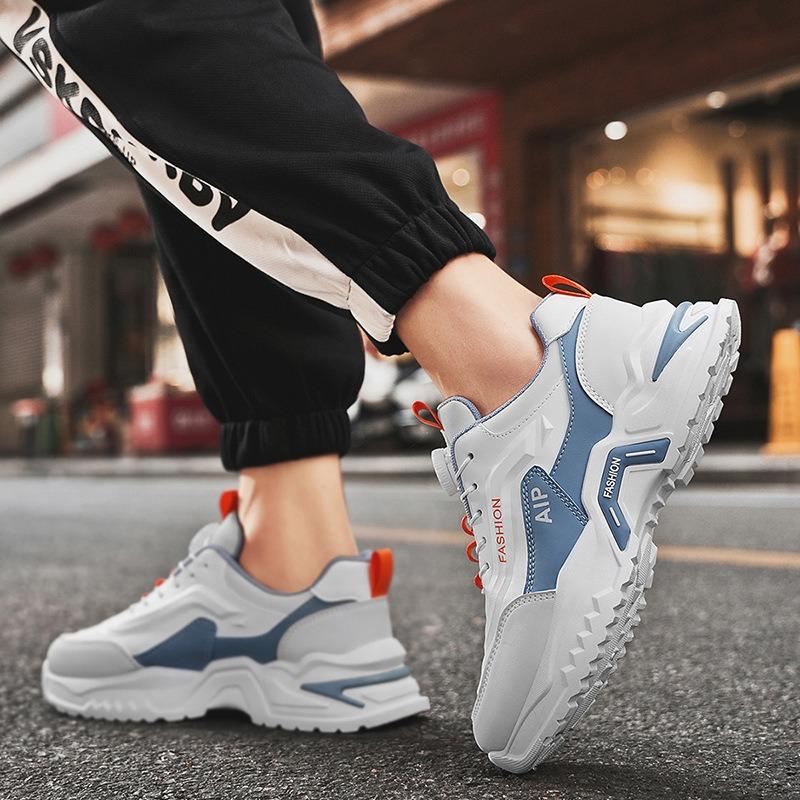 Fashion Student Fashion Mens Rotating-buckle Sports Running Shoes Four Season Men Casual Sneakers Outdoor Non Slip Tennis Training Shoes