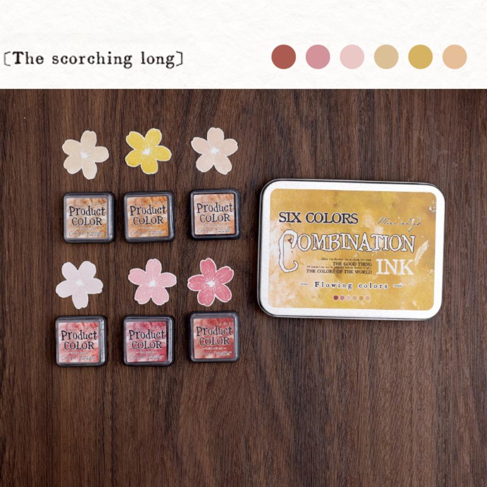 6pcs/set Flowing Color Series Ink Pad Handmade Stamp Pads  for Planner Stamps Scrapbook