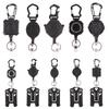 Retractable Badge Holder Heavy Duty Badge Clip Carabiner Keychain ID Card Holder Outdoor Steel Wire Rope Buckle Spring Keyring