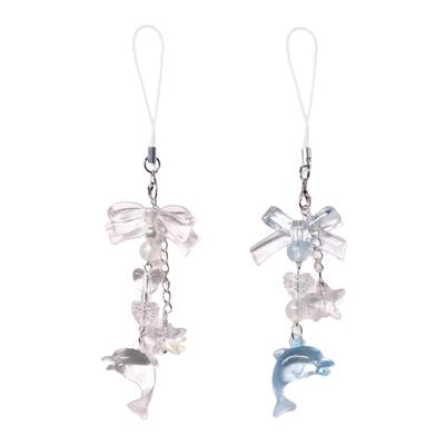 Cute Sea Themed Dolphin Starfish Keychain Versatile Acrylic Charm Bag Pendant Keychain for Phones and Purses