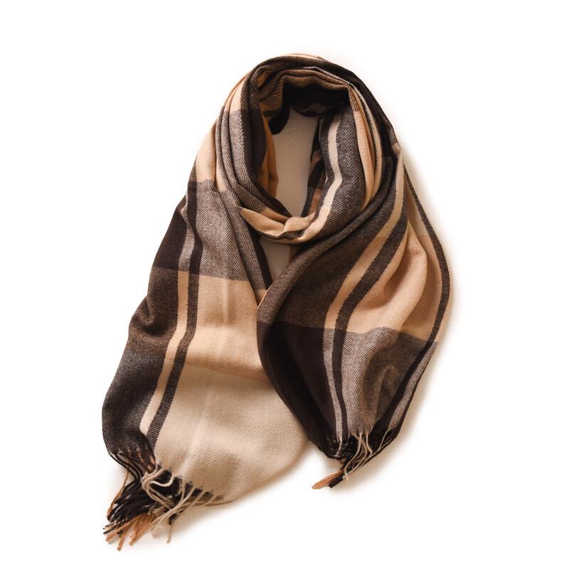 Faux Cashmere Plaid Scarf Shawl with Tassels